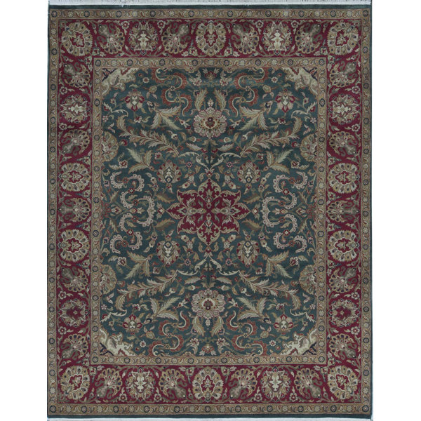 Bokara Rug Co., Inc. HandKnotted HighQuality Green and Red Area Rug
